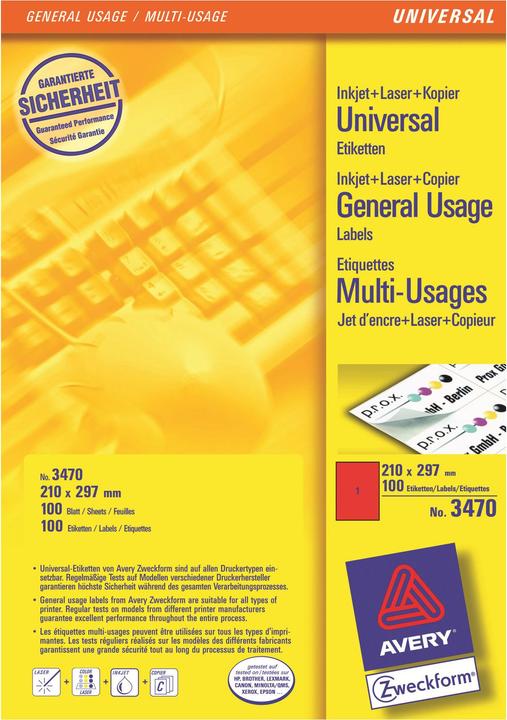 Actual product image Avery Organisation labels