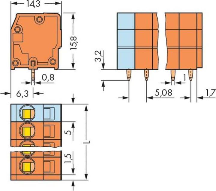 Actual product image Wago PCB terminal