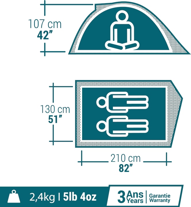 Produktbild Quechua MH100 (Kuppelzelt, 2.60 kg, 2 Personen)