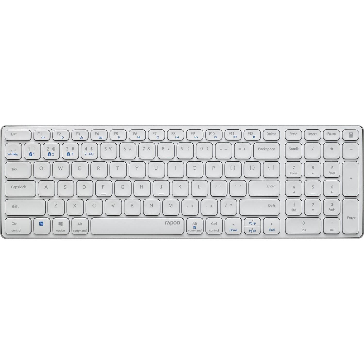 Rapoo E9700M (DE, Kabellos), Tastatur, Weiss