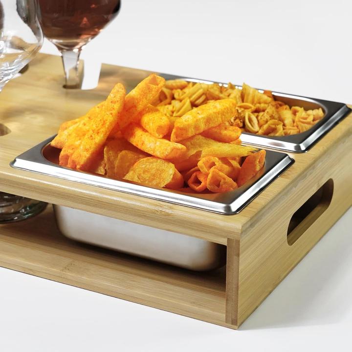Produktbild Gourdbro Couchbar mit Weinglashalter und Snackschalen