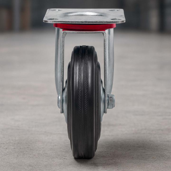 Image du produit Wiltec Kit 2x Roulettes pivotantes Caoutchouc plein 75 mm Jantes en métal Plaque de montage 50 kg par roue