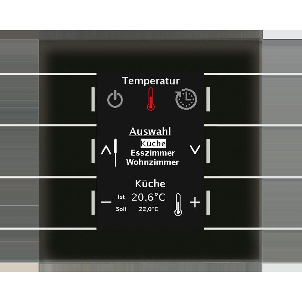 MDT BE-GBZS.01S KNX Glas Bedienzentrale, Smart Home Hub, Schwarz
