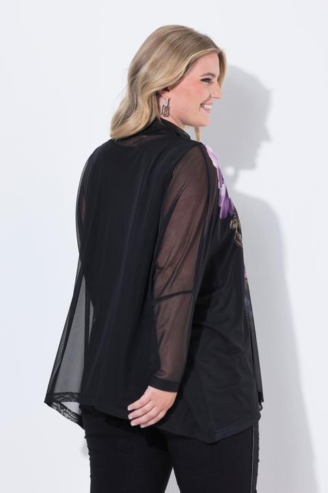 Produktbild Miamoda Mesh-Bluse, oversized, Blumenmotiv, blickdichtes Top (54)