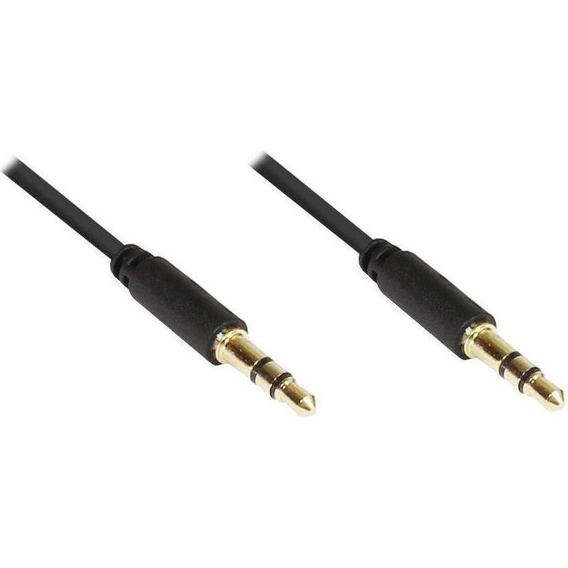 Varia Anschlusskabel Klinke 3,5mm Stecker an Stecker (3-polig), Slim-Ausführung, schwarz, 2m (2 m, Connettore da 3,5 mm (AUX)), Cavo audio