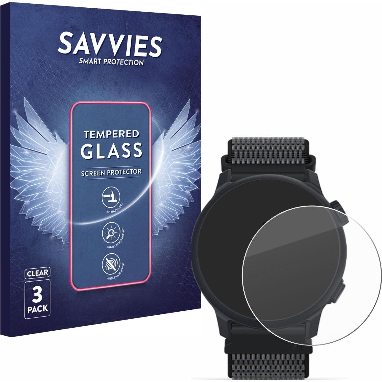Thumbnail - Savvies Panzerglas Hartglas Displayschutz, Smartwatch Schutzfolie, Transparent