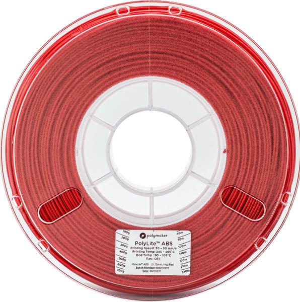 Produktbild Polymaker PolyLite ABS - Red - 1.75mm (ABS, 1.75 mm, 1000 g)