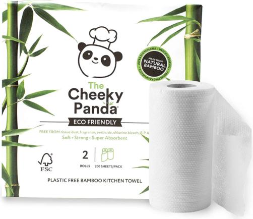 Image du produit The Cheeky Panda Linge de cuisine en bambou à deux couches 2 rouleaux - panda coquin