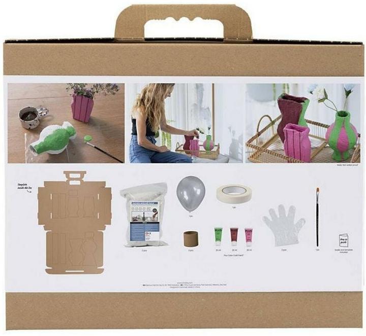 Actual product image Creativ Company Maxi Craft Kit Modelling - Papier-mâché pulp vases - assorted colours (977837)