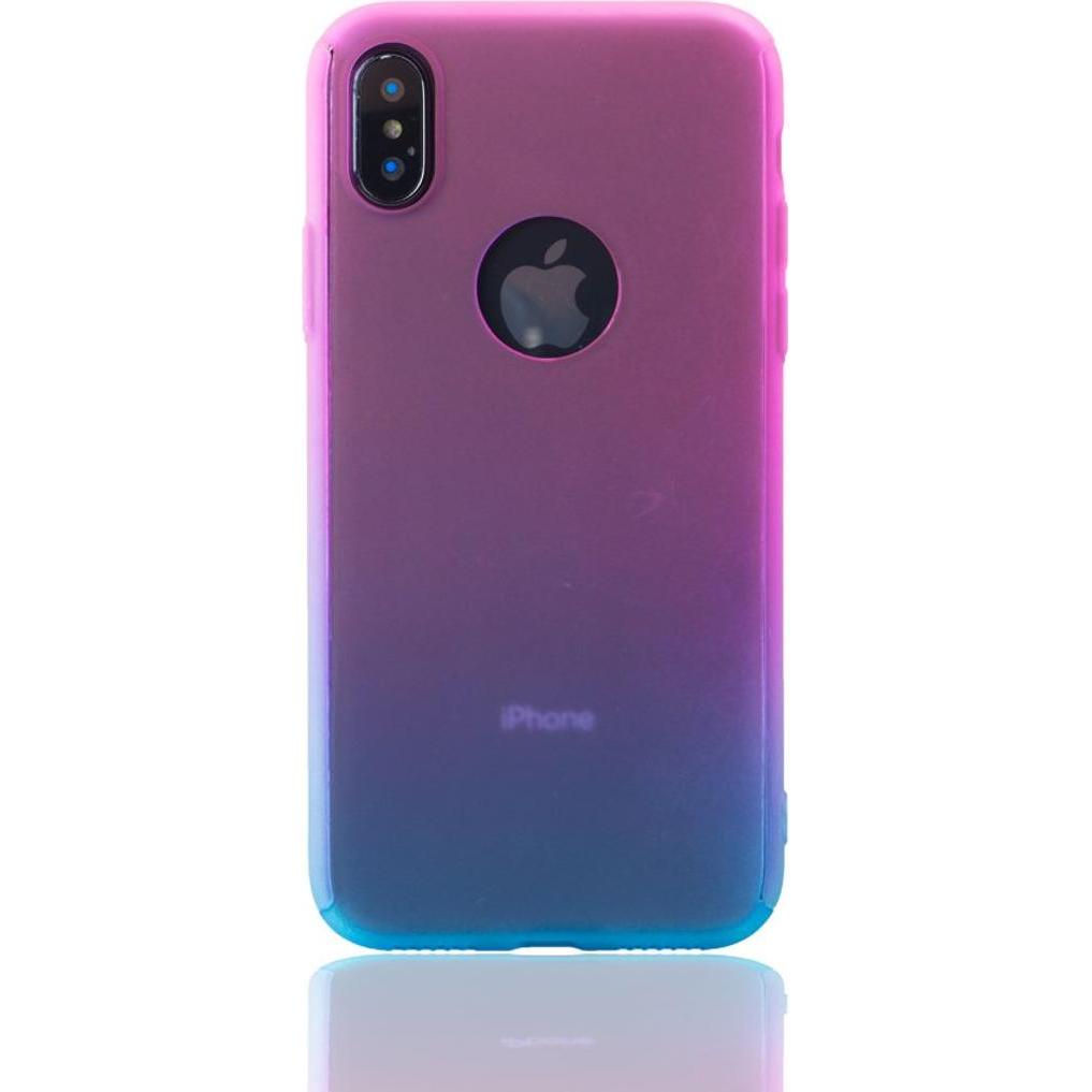 Thumbnail - König Design Hülle Handy Schutz für Apple iPhone X Full Case Cover Displayschutz Bumper Blau (Apple iPhone X), Smartphon...