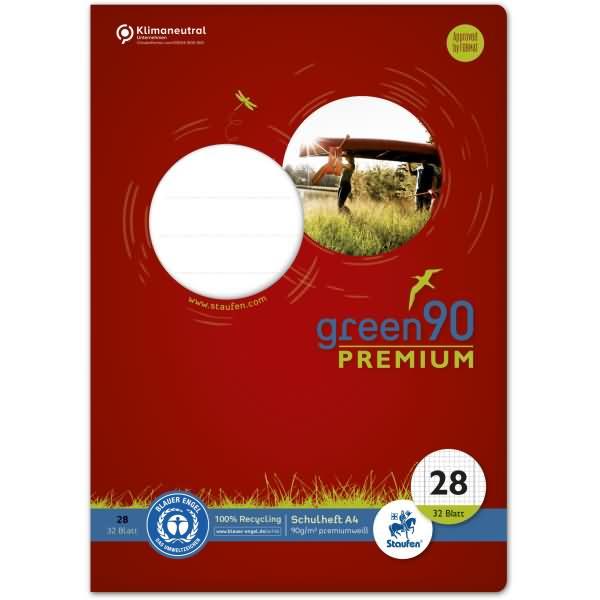 Thumbnail - Staufen, Heft + Block, Schulheft green Lineatur 28 kariert DIN A4 Innen- und Aussenrand, 32 Blatt (A4, Kariert, Harter E...