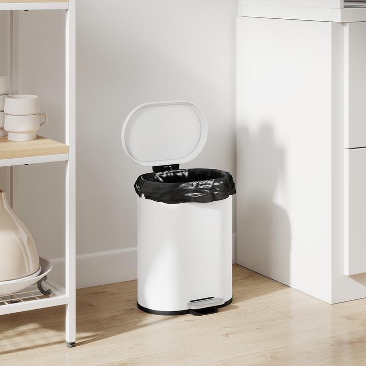 Produktbild Homcom Mülleimer Metall, Kunststoff Weiss (12 l)