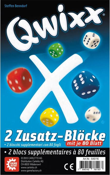 Game Factory Qwixx - blocchi aggiuntivi 2x80 fogli (mult) (Tedesco, Francese, Italiano)