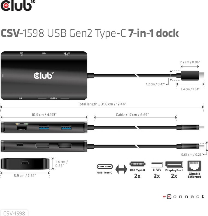 Produktbild Club 3D CSV-1598 (USB-C, 7 Ports)