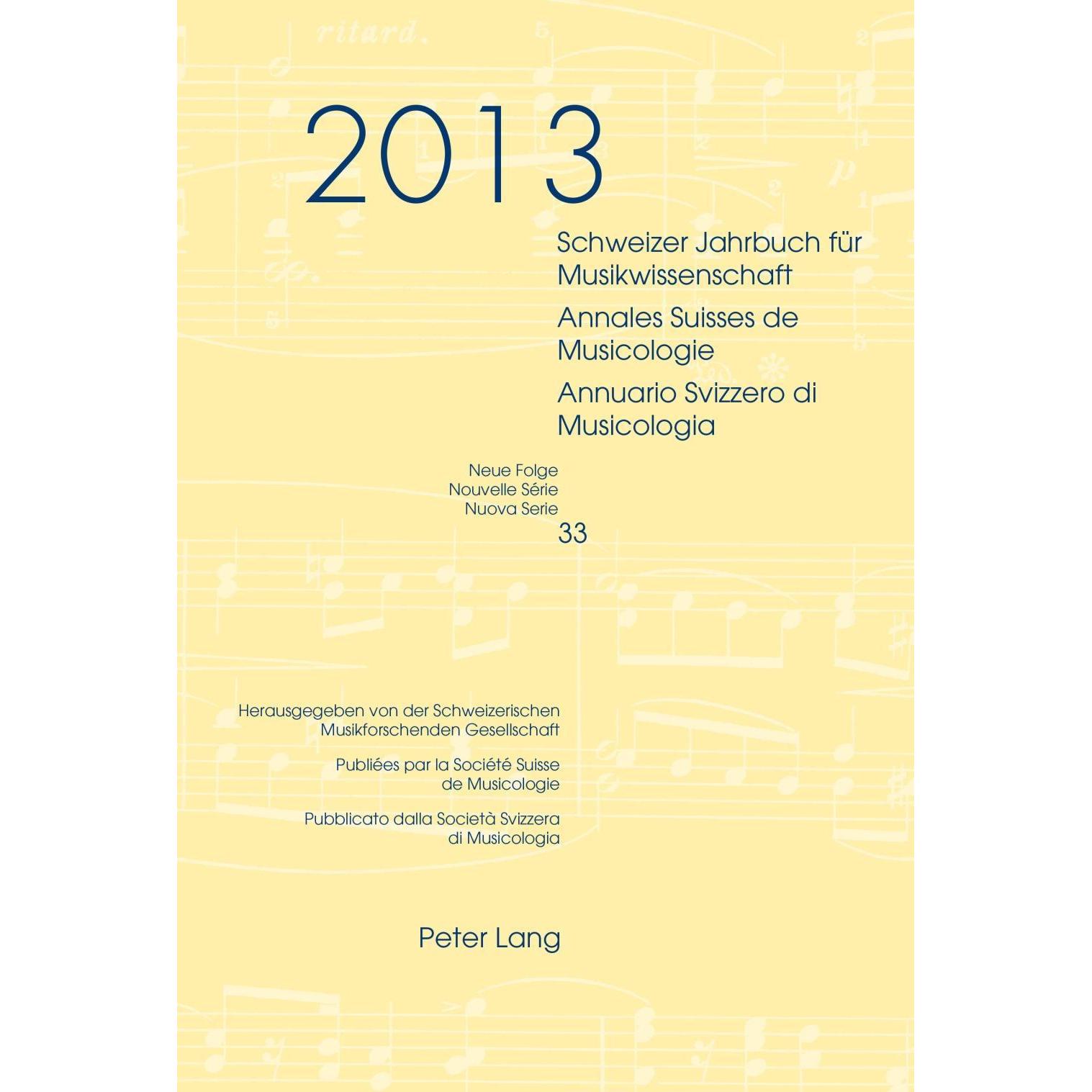 Schweizer Jahrbuch für Musikwissenschaft- Annales Suisses de Musicologie- Annuario Svizzero di Music, Fachbücher