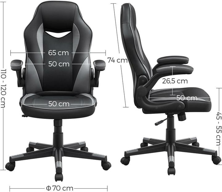 Image du produit Songmics Chaise de bureau avec accoudoirs rabattables