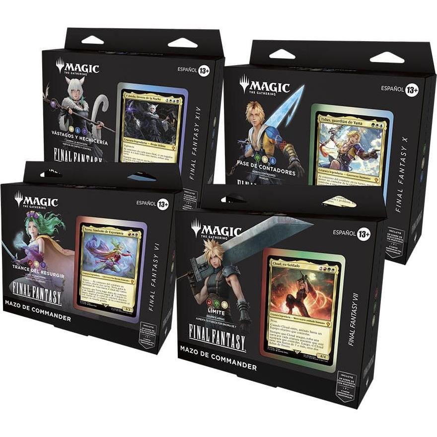 Wizards of the Coast Magic the Gathering Final Fantasy présentoir decks Commander (4) *ESPAGNOL* (Spagnolo, 2 Giocatori)