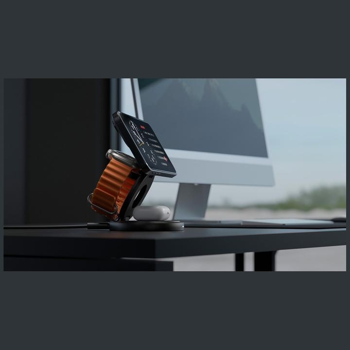 Actual product image Energea Wireless Charger Bazic Gomag Gyre Foldable 3in1 15W Fast Charging gold (15 W)