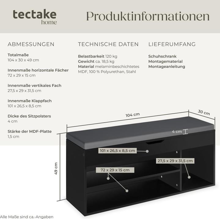 Actual product image tectake Madeline (104 x 30 x 49 cm)