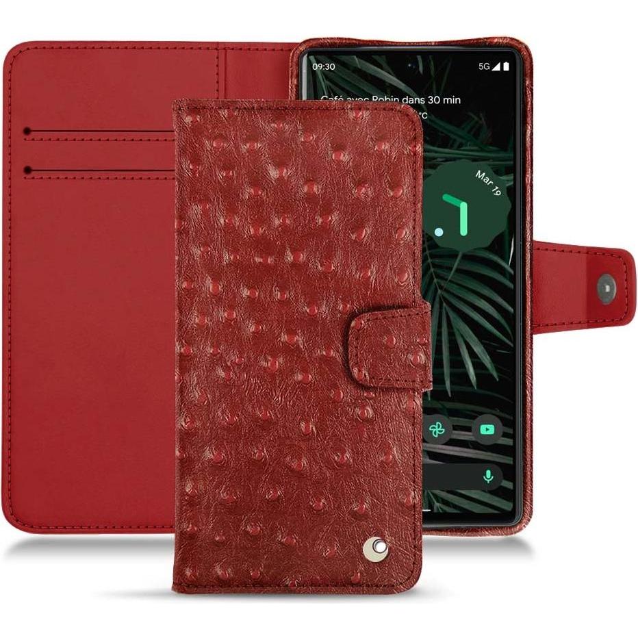 Noreve Lederschutzhülle Wallet (Google Pixel 6 Pro), Smartphone Hülle, Rot