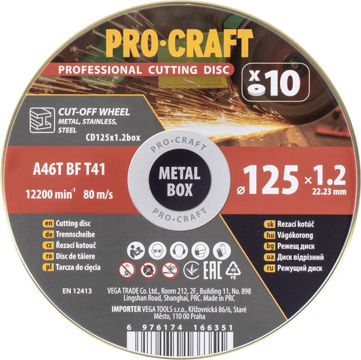 Produktbild Procraft CD125x1.2b Trennscheiben Set 10 Stück 125 x 22,23 mm
