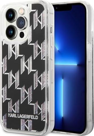 Produktbild Karl Lagerfeld Hard Cover Liquid Glitter Monogram Silver, f??r iPhone 14 Plus, KLHCP14MLMNMS (Apple iPhone 14 Plus)