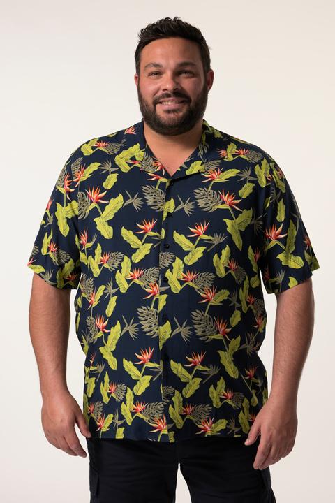 Actual product image Men+ Viskose-Hemd, Halbarm, Cubakragen, Alloverdruck, Cuba Fit (4XL)