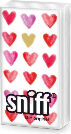 Produktbild ppd Taschentücher Sniff - Aquarell Herzen rot gold