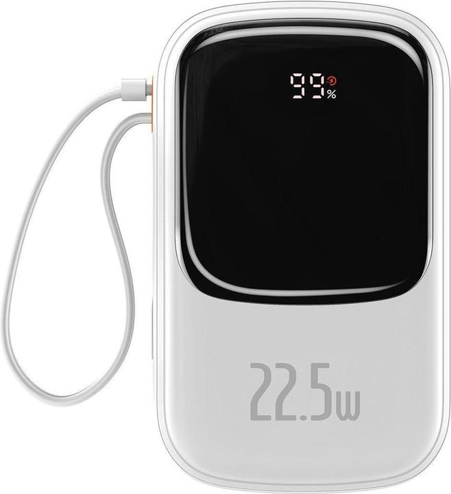 Actual product image Baseus Powerbank Qpow PRO with cable, 20000mAh, 22.5W (White) (20000 mAh, 22.50 W, 76 Wh)