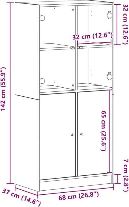 Image du produit vidaXL Highboard (68 x 37 x 142 cm)