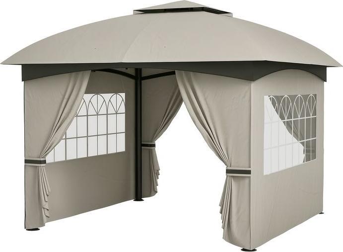 Produktbild Swisshandel24 Pavillon ca. 3,4x3,4 m wasserabweisend, verzinkter Metallrahmen, Hellgrau (340 cm, 340 cm)