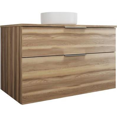 burgbad, Badmöbelset, Eqio Keramik-Aufsatzwaschtisch mittig, rund, inklusive Waschtischunterschrank, Breite 1000m