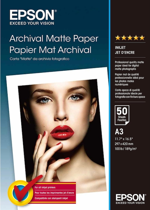 Epson Archival Mat (189 g/m², A3, 50 x)