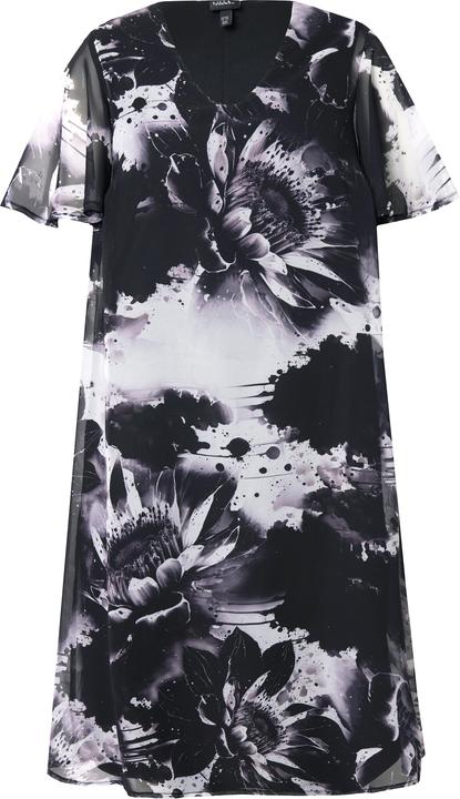 Produktbild Ulla Popken Kleid, doppellagig, A-Linie, V-Ausschnitt, Glocken-Halbarm (60)