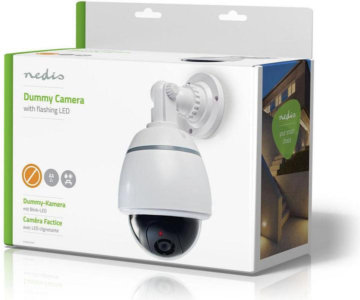 Actual product image Nedis Dummy Surveillance Camera Dome IP44 Battery Operated Indoor/Outdoor White White