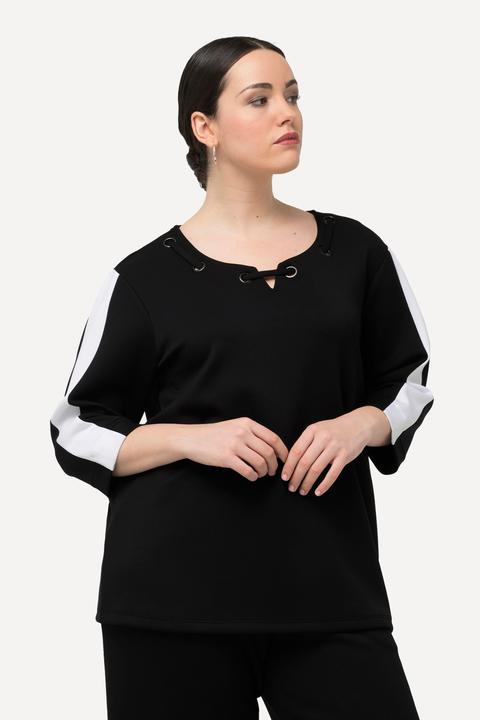 Produktbild Ulla Popken Sweatshirt, Ösen, Rundhals, 3/4-Arm, extraweich (58)