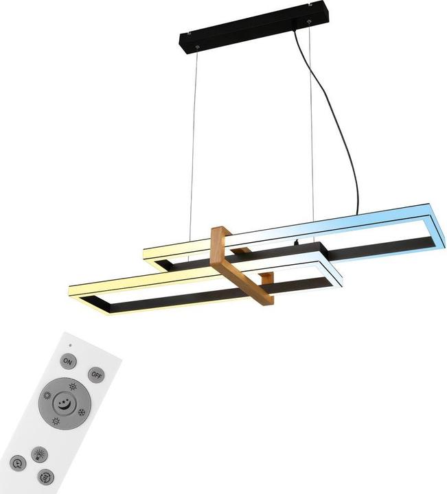 Produktbild Briloner CCT LED Pendelleuchte, schwarz, mit Holz, LED/44W (2200 lm)