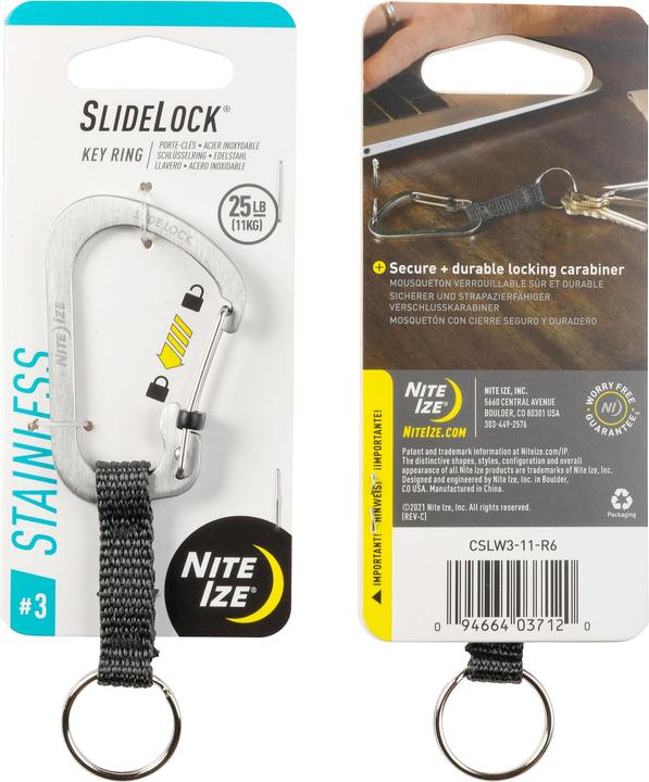 Actual product image Nite Ize Slidelock Rankena Su Plieniniu Raktų Laikuku
