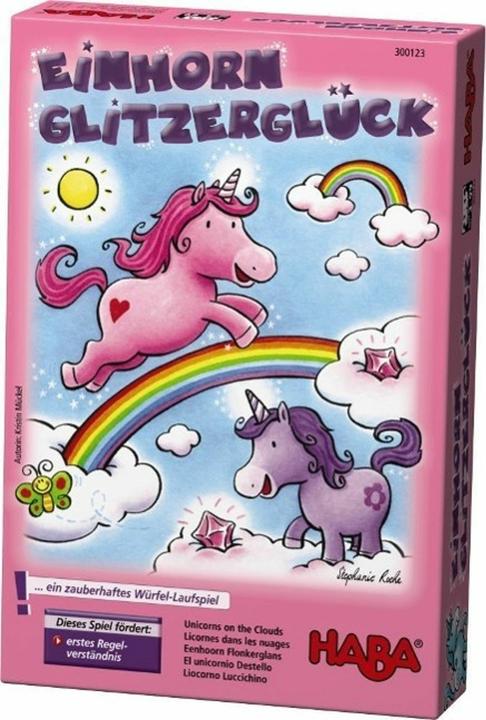 Actual product image Haba Unicorn Glitter Glow (German, French, Italian, English, Spanish, Dutch)