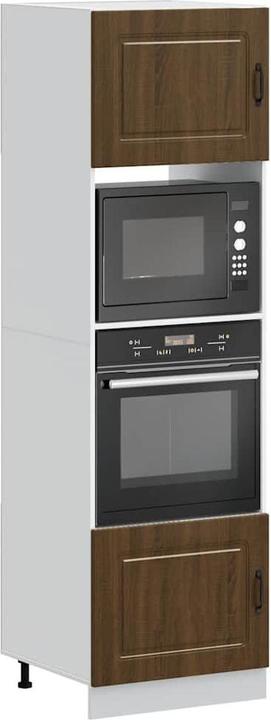 Image du produit vidaXL Armoires de cuisine 2 pcs. Lucca brun imitation chêne Matériau dérivé du bois (60 x 57 x 207 cm)