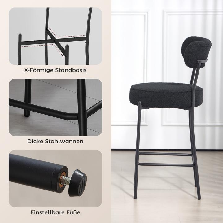 Produktbild Homcom Barhocker Polyester, Stahl Schwarz