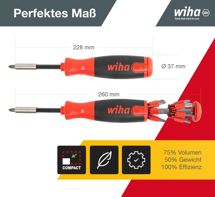 Productafbeelding Wiha Magazijnbithouder LiftUp 25. magnetisch 1/4. (Gleuf, Phillipps kruissleuf (PH), Kruisvormig PZ, Pin-torx)