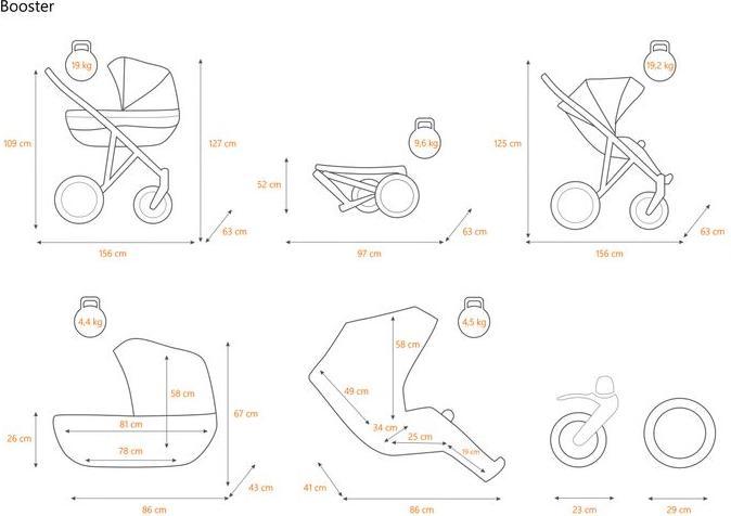Produktbild Kunert Zwillingskinderwagen Booster 01 grau 2in1