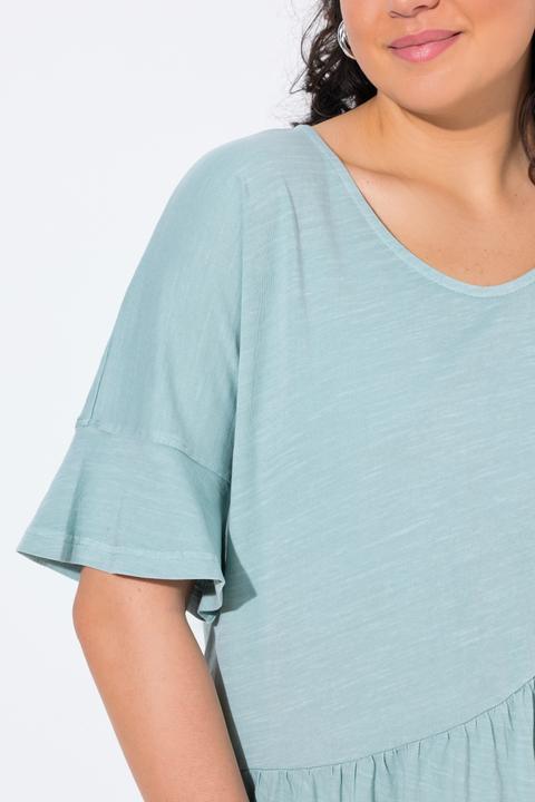 Actual product image Ulla Popken Asymmetric Flounce Panel Short Sleeve Tee (42, 44)