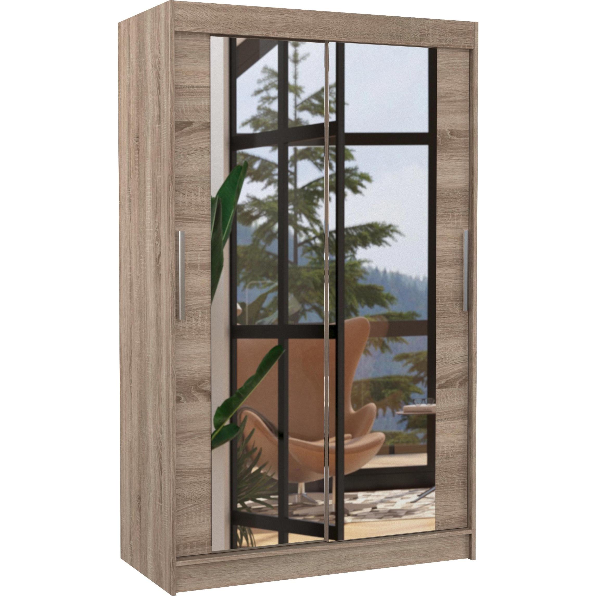 ADRK Furniture, Kleiderschrank, Verspiegelter Schiebeschrank TIBAGO 120 (120 x 58 x 200 cm)