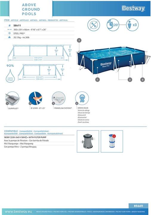 Produktbild Bestway Steel Pro (300 x 201 x 66 cm)