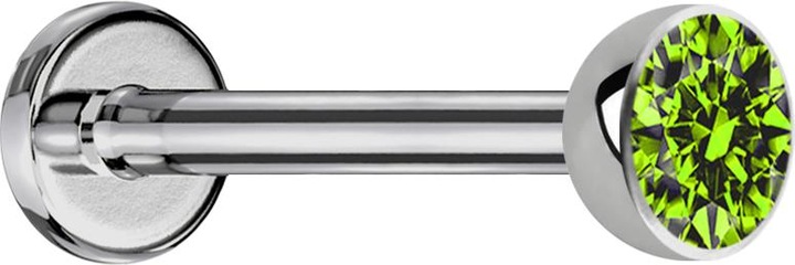 Actual product image Star Piercing Micro labret silver with hemisphere crystal light green (Titanium G23, without brass)