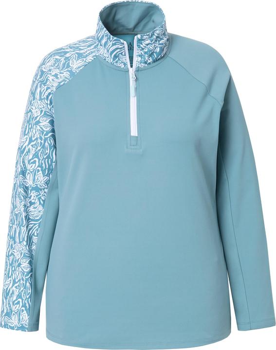 Actual product image Ulla Popken Floral Detail Troyer Collar Thermal Tee (58)