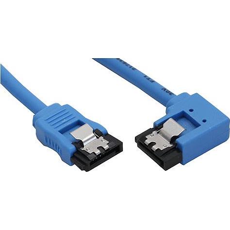 Aquatuning SATA Anschlusskabel 30cm abgewinkelt rechts Blau, mit Sicher, Interne Kabel (PC)