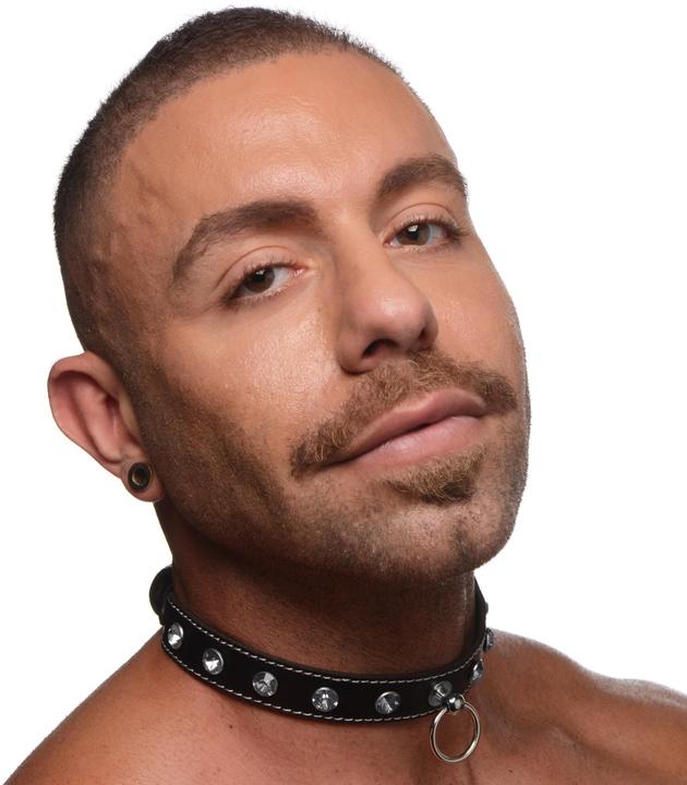 Produktbild XR Brands Rhinestone Choker With O-Ring - Black/Red
